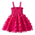 thumbnail image 1 of Kiijoy Girls Sleeveless Strap Smocked Dress 3D Butterfly Appliques Mesh Dress, Sizes 1-6, 1 of 8