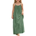 thumbnail image 1 of Kiijoy Girls Spaghetti Strap Maxi Dress Summer Sleeveless Loose Fit Lounge Dress, 1 of 6
