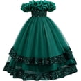 thumbnail image 1 of Kiijoy Girls Sparkly Layered Tulle Party Dress Formal Princess Dress Pageant Gown, Green, Size 4-14, 1 of 8
