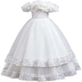 thumbnail image 1 of Kiijoy Girls Sparkly Layered Tulle Party Dress Formal Princess Dress Pageant Gown, White, Size 4-14, 1 of 8