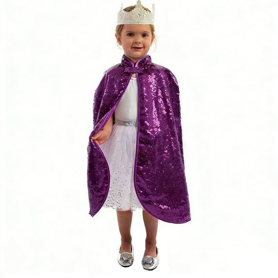 Kiijoy Girls Sparkly Sequins Short Cape for Stage Performance Party, Sizes 10-14