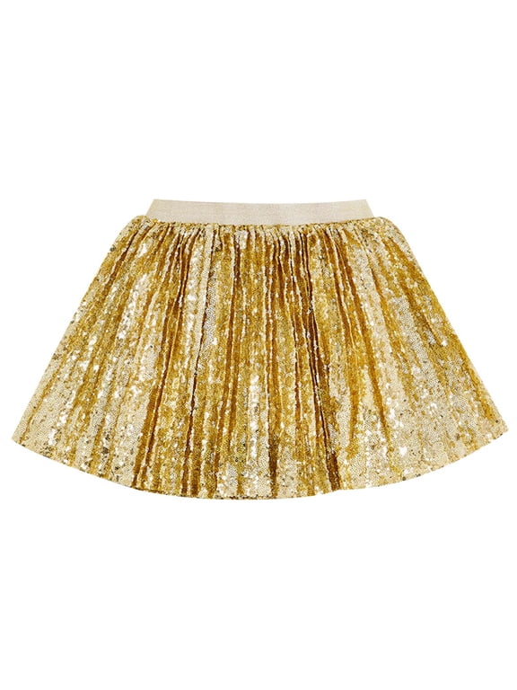 Girls Sparkly Sequins Tutu Skirt Party Dance Tulle Skirt for Kids, Sizes 3-14