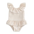 thumbnail image 1 of Kiijoy Girls Striped Ruffle One Piece Swimsuit UPF 50+ Bathing Suit Swimwear, Sizes 12M-5T, 1 of 3