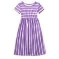 thumbnail image 1 of Kiijoy Girls Striped Short Sleeve Maxi Dress Casual High Waist Crewneck Dress, Sizes 9-10, 1 of 6