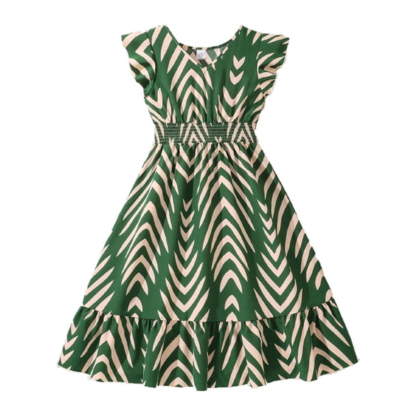 Kiijoy Girls Summer Dress Fashion Floral V Neck Ruffle Sleeveless Dress, Sizes 12-13