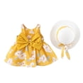 thumbnail image 1 of Kiijoy Girls Summer Floral Bow Dress Sleeveless Backless Princess Dress Straw Hat Set, Sizes 6M-6Y, 1 of 3