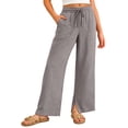 thumbnail image 1 of Kiijoy Girls Summer Pants Elastic Waist Loose Straight Leg Pants Soft Slacks, Sizes 7-8, 1 of 8