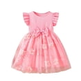 thumbnail image 1 of Kiijoy Girls Summer Princess Dress Ruffle Sleeveless Ribbed Flower Mesh Dress, Sizes 3-4, 1 of 6