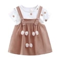 thumbnail image 1 of Kiijoy Girls Summer Short Sleeve Dress Casual Cotton Comfortable Bow Play Dress, Sizes 9-12 Months, 1 of 2