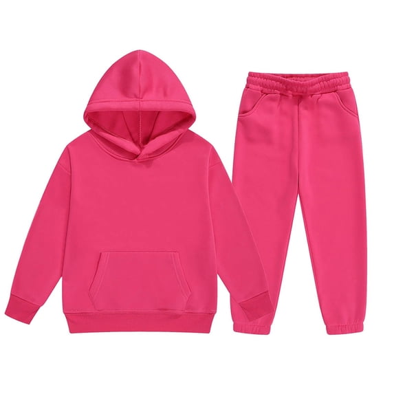 Kiijoy Girls Sweat Suit Solid Long Sleeve Hoodie Sweatpants Outfits for Kids, Size 2-13