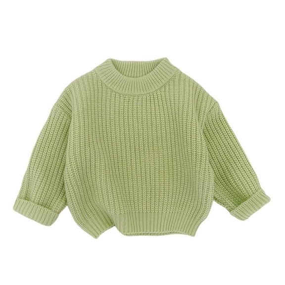 Kiijoy Girls Sweater Solid Color Soft Knit Crew Neck Pullover Winter Sweater, Sizes 0-6M