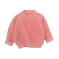 thumbnail image 1 of Kiijoy Girls Sweater Solid Color Soft Knit Crew Neck Pullover Winter Sweater, Sizes 18-24M, 1 of 6