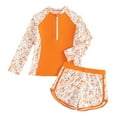 thumbnail image 1 of Kiijoy Girls Swimsuit Long Sleeve Rash Guard Swim Shorts Bathing Suit Swim Set, 1 of 3