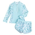 thumbnail image 1 of Kiijoy Girls Swimsuit Long Sleeve Rash Guard Swim Shorts Bathing Suit Swim Set, 1 of 3