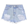 thumbnail image 1 of Kiijoy Girls Trendy Ripped Denim Shorts Summer Mid Rise Jean Shorts with Pockets, Sizes 10-11, 1 of 5