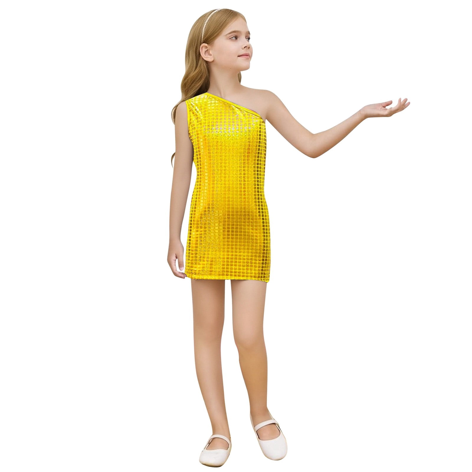 girls bodycon dress Kiijoy Trendy Sequins One Shoulder Summer Sleeveless Dress, Sizes 3-16, Girl's, Size: Girl:7-8 Years, Blue Width_Wide flower girl Size:XL / XXL Andie A-Line Press sewing