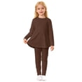 thumbnail image 1 of Kiijoy Girls Two Piece Outfits Casual Solid Long Sleeve Top Pants Clothes Set, Size 3-12, 1 of 4