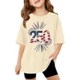 thumbnail image 1 of Kiijoy Girls USA 250th Short Sleeve T-Shirt 4th Of July Loose Crew Neck T Shirt, Sizes 3-14, 1 of 3