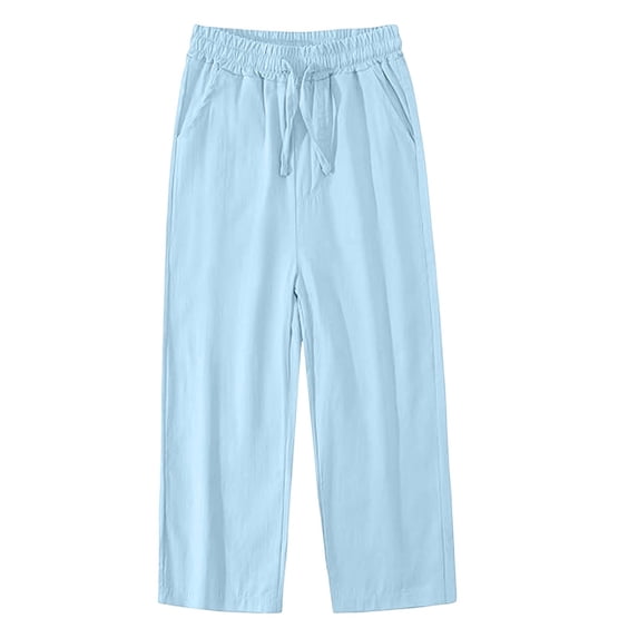 Kiijoy Girls Wide Leg Pants Breathable Elastic Waist Drawstring Pants, Sizes 4-13