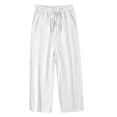 thumbnail image 1 of Kiijoy Girls Wide Leg Pants Breathable Elastic Waist Drawstring Pants, White, Sizes 4-13, 1 of 4
