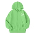 thumbnail image 1 of Kiijoy Girls Zip Up Fleece Hoodie Casual Active Long Sleeve Sweatshirt, Green, Sizes 5-14, 1 of 8