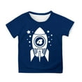 thumbnail image 1 of Kiijoy Graphic Tee for Boys Rocket Print Short Sleeve Round Neck T-Shirt, Blue, 1 of 3