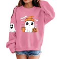 thumbnail image 1 of Kiijoy Halloween Girls Graphic Sweatshirt Crewneck Pullover, Pink, Sizes 11-12Y, 1 of 6