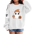 thumbnail image 1 of Kiijoy Halloween Girls Graphic Sweatshirt Crewneck Pullover, White, Sizes 9-10Y, 1 of 6