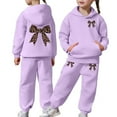 thumbnail image 1 of Kiijoy Hoodie Set for Girls Bow Print Active Hooded Sweatshirt Sweatpants Outfits, 1 of 6