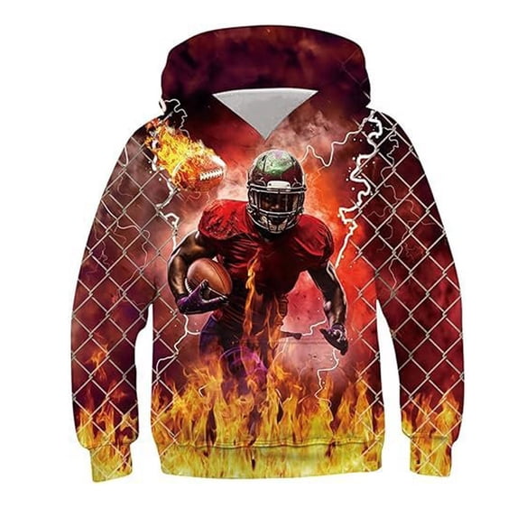 Kiijoy Hoodie for Boy Athletic Graphic Long Sleeve Pullover Hooded Sweatshirt, 6-7 Years