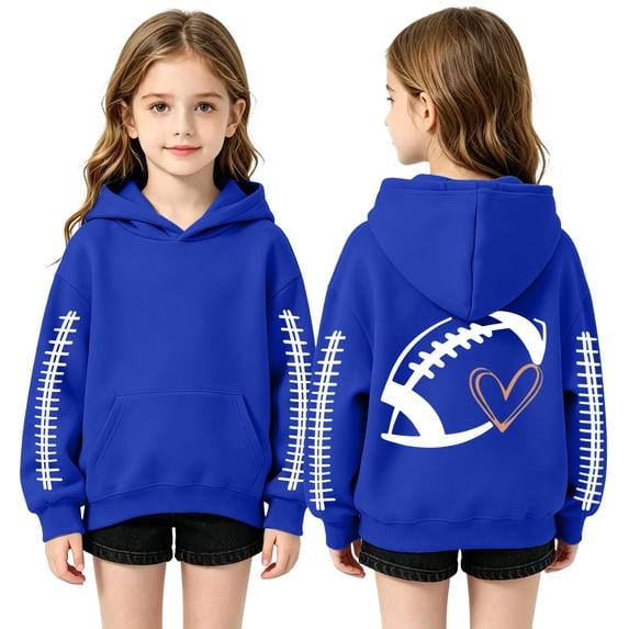 Kiijoy Hoodie for Girls Active Football Graphic Pullover Sweatshirt, Blue, Sizes 14-15Y