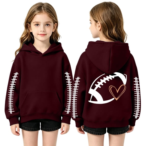 Kiijoy Hoodie for Girls Active Football Graphic Pullover Sweatshirt, Sizes 6-7Y
