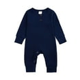 thumbnail image 1 of Kiijoy Baby Long Sleeve Ribbed Jumpsuit Boys Girls Solid Color Romper, Sizes 0-24M, 1 of 3