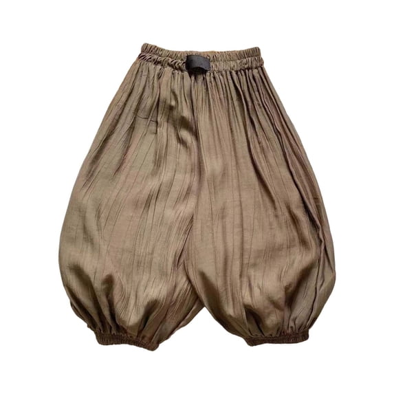 Kiijoy Boys Baggy Linen Pants Casual Drawstring Soft Breathable Slacks, Sizes 18-24 Months