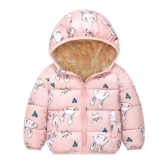 Kiijoy Infant Boys Cartoon Fleece Padded Coat Kids Outerwear Zip Up Hooded Jacket, 18-24 Months