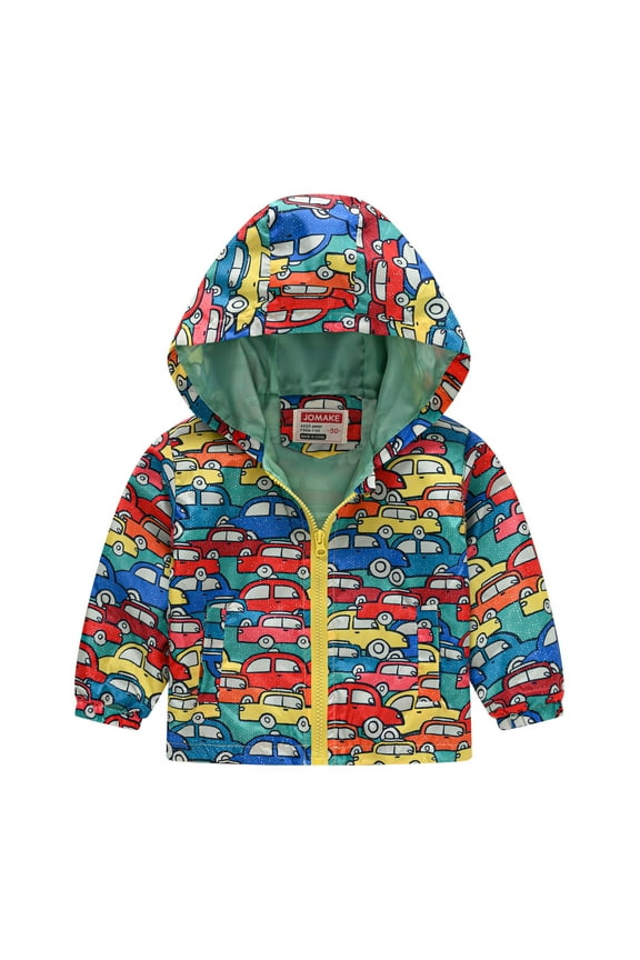 Infant Boys Cartoon Windbreaker Lightweight Zip Up Hooded Jacket Coat, Sizes 12-18M
