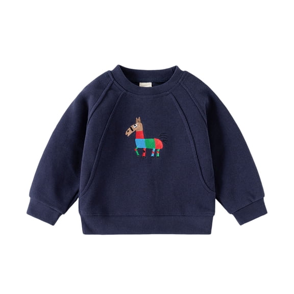 Kiijoy Infant Boys Casual Active Sweatshirt Cartoon Horse Embroidery Crewneck Pullover Top