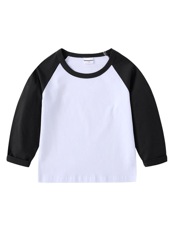 Boys Casual Cotton T-Shirt Color Block Long Sleeve T Shirt Top, Sizes 12-18M