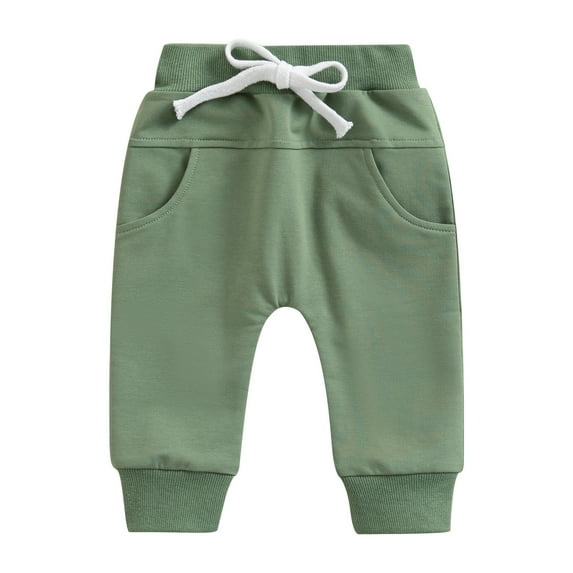 Kiijoy Boys Casual Pants Solid Color Comfortable Drawstring Sweatpants, Sizes 18-24M
