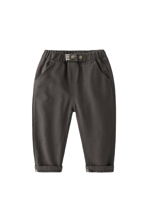 Infant Boys Casual Pull On Pants Solid Color Stretch Twill Trousers, Sizes 12M-5T