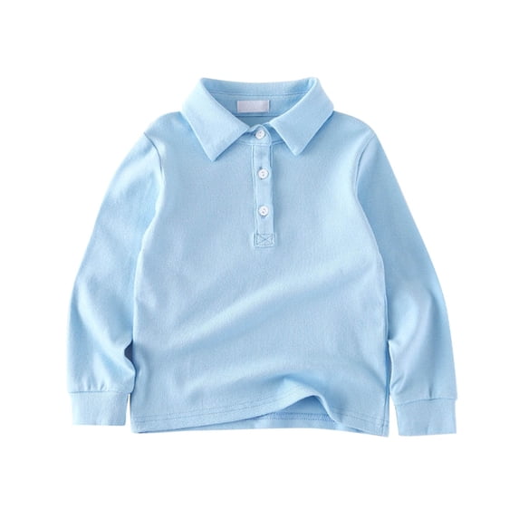 Kiijoy Boys Cotton Long Sleeve Polo Shirt School Uniform Undershirt, 18-24 Months
