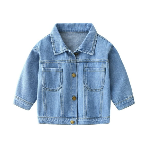 Kiijoy Boys Denim Jacket Casual Long Sleeve Button-Up Shirt Outerwear, Sizes 12-18M