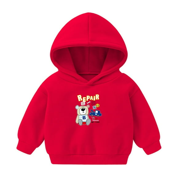 Kiijoy Boys Hoodie Bear Print Casual Pullover Hooded Sweatshirt, Sizes 12-18M