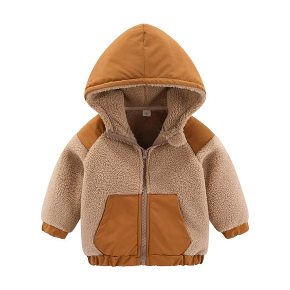 Kiijoy Infant Boys Fleece Sherpa Hooded Coat Zip Up Winter Jacket Soft Cozy Outerwear