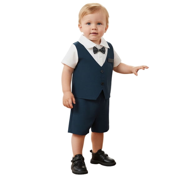 Kiijoy Infant Boys Formal Suit Party Short Sleeve Button-Down Dress Shirt Shorts Outfits