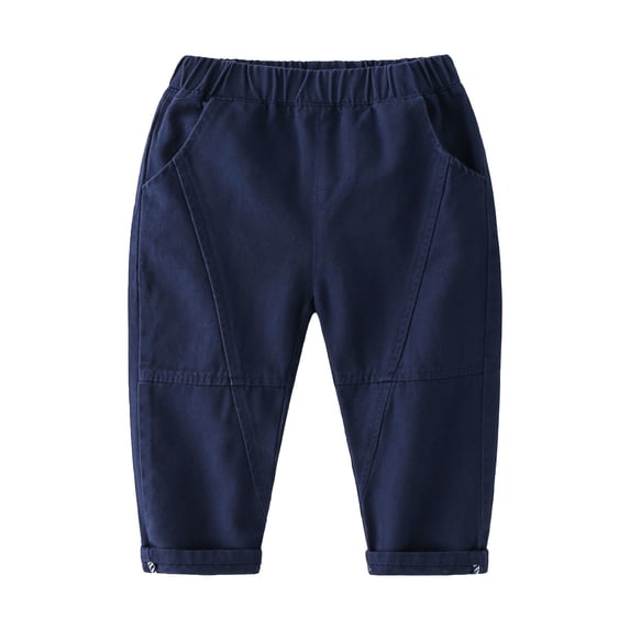Kiijoy Infant Boys Khaki Pants Casual Pull On Relaxed Fit Pants Kids Trousers, Navy