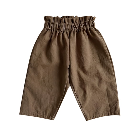 Kiijoy Boys Linen Wide Leg Pants Summer High Rise Lightweight Pants, Sizes 6-12 Months