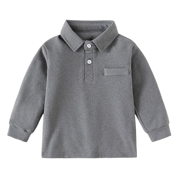 Kiijoy Infant Boys Long Sleeve Polo Shirt Casual Solid Versatile T-Shirt, Sizes 18-24M