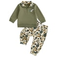 thumbnail image 1 of Kiijoy Infant Boys Outfits Casual Polo Sweatshirt Camo Drawstring Pants Set, Sizes 0-24 Months, 1 of 4