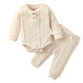thumbnail image 1 of Kiijoy Infant Boys Outfits Solid Casual Long Sleeve Romper Pants 2Pcs Set, Sizes 18-24M, 1 of 5
